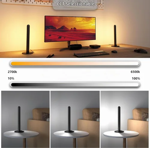 Vista 6 de LAMPAOUS Barras de luz LED inteligentes, funcionan con Alexa y Google Assistant, retroiluminación RGBCW WiFi TV con modos de escena y música