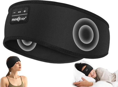 Vista 8 de MUSICOZY Diadema para dormir, auriculares Bluetooth suaves para dormir Azul claro