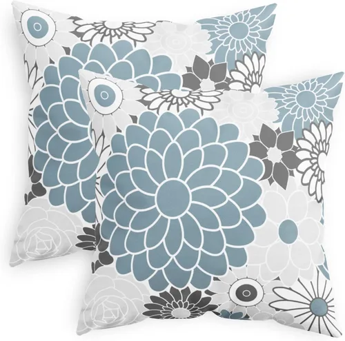 Vista 8 de CaliTime Juego de 2 fundas de almohada decorativas de vellón con flores florecientes de dalia floreciente, para sofá, cama, sofá, decoración de casa