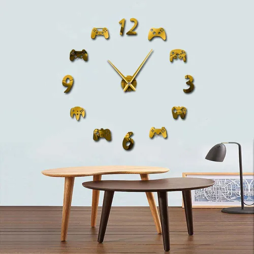 Vista 10 de The Geeky Days Controladores de videojuegos DIY Reloj de pared grande para jugadores, decoración de sala de juegos, diseño moderno, sin juegos Negro