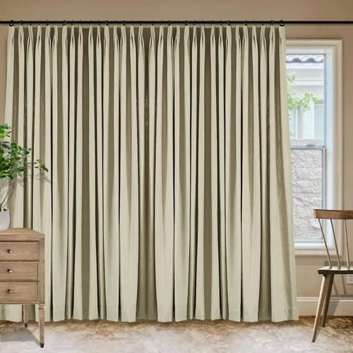 Vista 156 de Frelement Cortinas plisadas de lino de algodón de 100 pulgadas de ancho y 102 pulgadas de largo, cortinas con reducción de ruido para sala