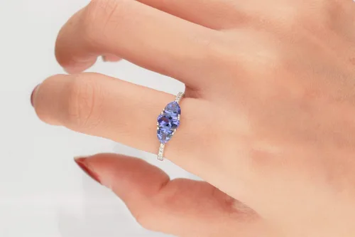 Vista 4 de Gin & Grace Anillo de tanzanita azul de oro blanco de 10 quilates (I1, I2) (talla 7) para mujer, Metal Metal Piedra preciosa Piedra, tanzanita