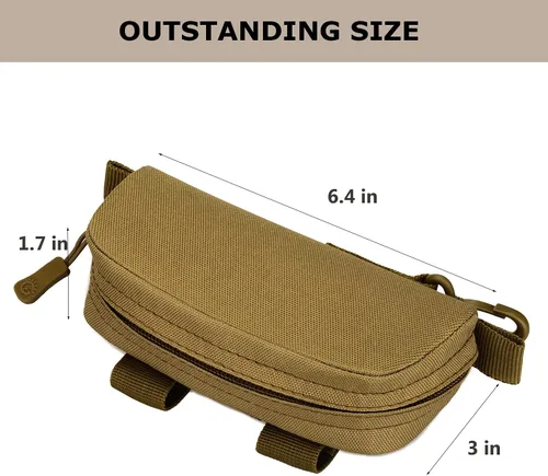 Vista 5 de Anteojos tácticos Estuche rígido Molle cremallera gafas de sol estuche de transporte caja protectora con clip