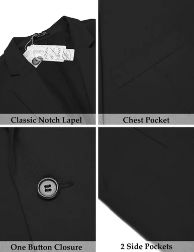Vista 4 de COOFANDY Blazer casual de lino para hombre, ligero, ajuste regular, chaqueta deportiva con un botón