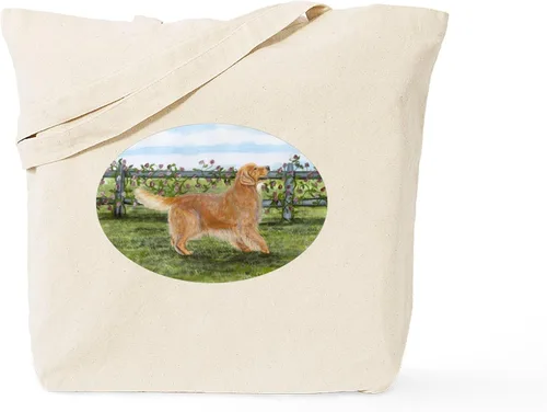 Vista 12 de CafePress Bolsa de compras de lona beige natural reutilizable con diseño de raza Golden Retriever