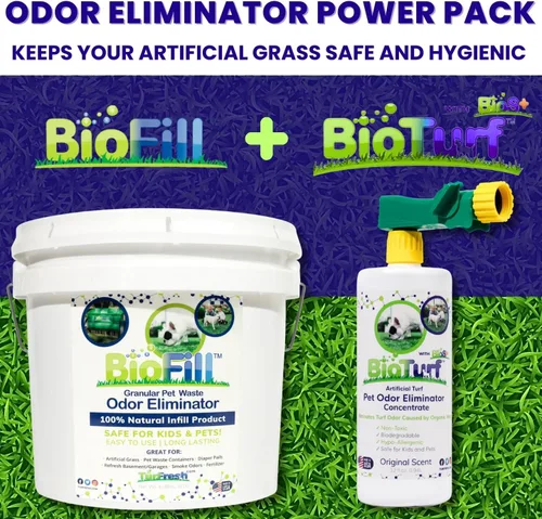 Vista 2 de BioTurf Mini Power Pack Limpiador de césped para orina de mascotas al aire libre – Limpiador de césped artificial concentrado – Desodorizador