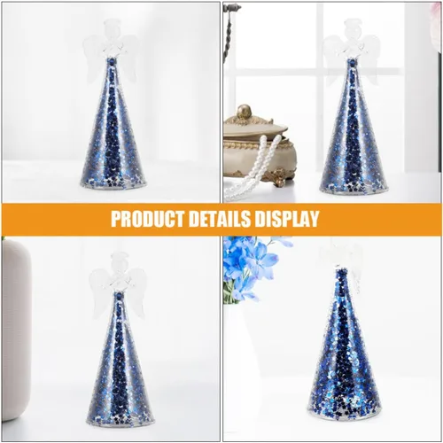 Vista 3 de 2Pcs Glass Angel Figurines, Cute Decor Ornaments, Blue Romantic Gift