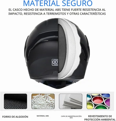 Vista 6 de Casco de Motocicleta Bluetooth, Casco de Motocicleta Modular con Bluetooth, Aprobado por DOT Doble Visera Cara Completa Abatible Cascos