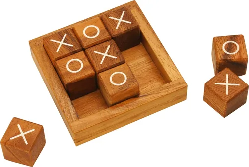 Vista 9 de BSIRI Tic Tac Toe para niños y adultos, decoración para mesa de café de sala de estar y escritorio, juegos familiares nocturnos, juegos de mesa