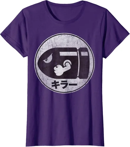 Vista 8 de Super Mario Camiseta con logotipo de Bullet Bill Distressed en Kanji