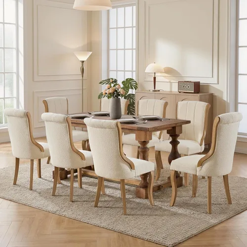Vista 115 de SoarFlash Juego de 2 sillas de comedor de terciopelo, silla lateral de respaldo alto, silla lateral moderna tapizada de alta gama con botones Beige