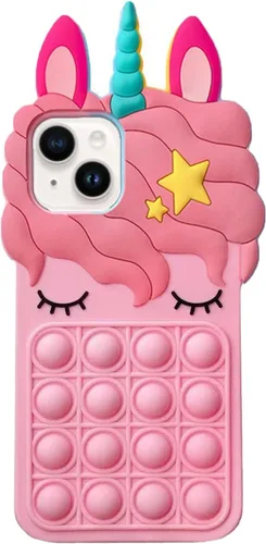 Vista 12 de Pop Case para iPhone 12/12 Pro, Funda de silicona con burbujas de gato negro afortunado de dibujos animados, brillo, estrellas, burbujas de arena
