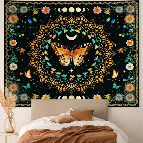 Vista 8 de Apdidl Tapiz Verde del Árbol de la Vida para Dormitorio, Colgante de Pared de Árbol Natural Estético, Tapices Bohemios Hippie Arte de Pared, Manta