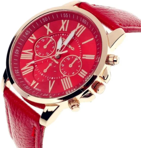 Vista 5 de CdyBox Mujeres Hombres Señora Adolescente Chica PU Cuero Banda Relojes Dial Analógico Cuarzo Relojes