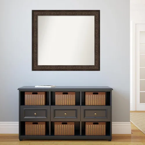 Vista 457 de Amanti Art Espejo de pared personalizado no biselado (25 x 25 pulgadas), marco de bronce acentuado, varios tamaños personalizados, espejo de baño