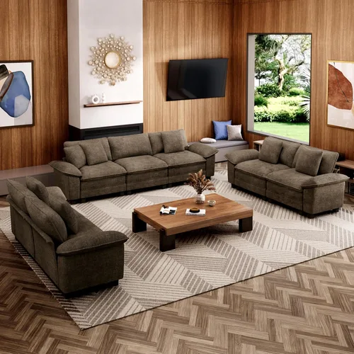 Vista 38 de Sofá Seccional Modular Individual de 53.5", Sillón de Pana Suave y Afelpada con Asiento Profundo Cómodo y Brazos Removibles para Sala de Estar