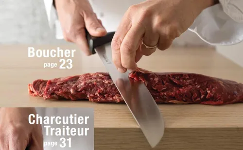 Vista 3 de Pro Butcher - Juego de cuchillos de procesamiento de carne, cuchillo de carnicero, cuchillo curvo, cuchillo de filete, cuchillo de pelar, afilador