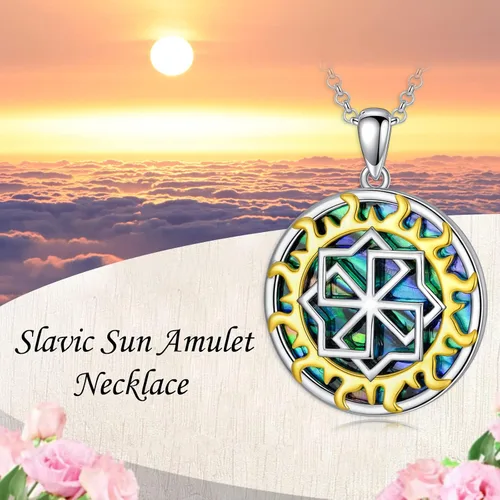 Vista 5 de ROMANTIC WORK Father's Day Amulet Necklace 925 Sterling Silver Star Of David Pendant Jesus Slavic Sun Wheel Allah Jewelry for Men Women