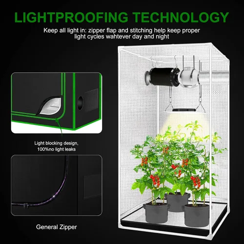 Vista 3 de Tienda de campaña pequeña para aerogarden, 18 x 18 x 36 pulgadas, sistema de cultivo hidropónico, lona Mylar de diamante 600D altamente reflectante