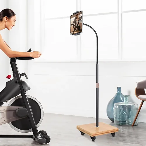 Vista 3 de wishacc Soporte de Piso para Tableta para Cama - Soporte de Tableta con Cuello de Cisne con Altura Ajustable y 4 Ruedas, Compatible con iPad mini