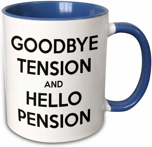 Vista 10 de 3dRose Goodbye Tension and Hello Pension - Taza de dos tonos, color blanco y negro, 11 onzas, multicolor