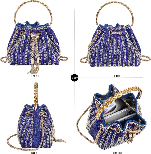 Vista 2 de Bolso de noche con diamantes brillantes para mujer, bolso de mano con diamantes de imitación para fiesta, baile de graduación, cóctel