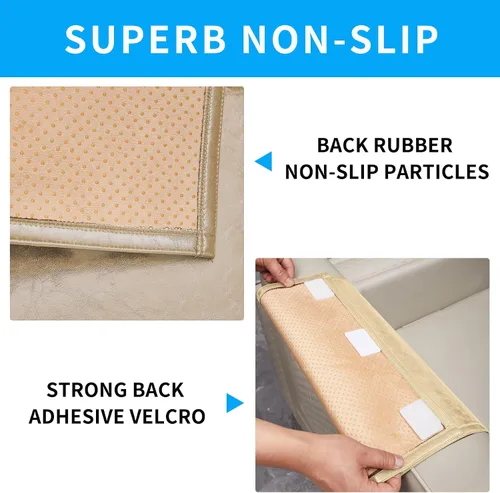Vista 6 de 2 fundas protectoras para reposacabezas reclinable, impermeables, antideslizantes, para sillón reclinable, fundas para reposacabezas de sofá Beige