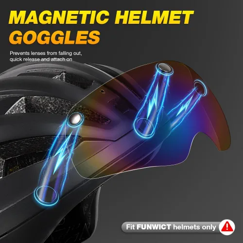 Vista 4 de Gafas de bicicleta magnéticas con casco, viseras solares extraíbles/desmontables para casco de bicicleta (Colorido)