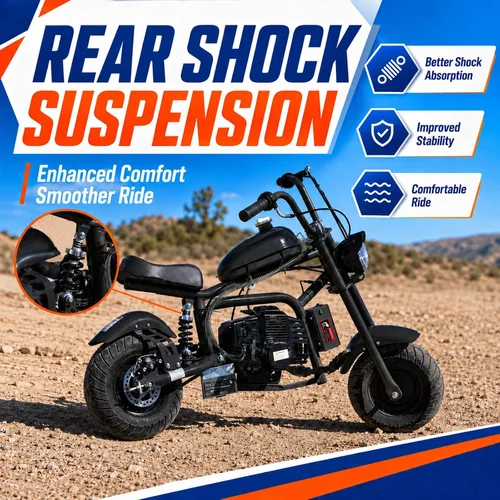Vista 5 de HOVER HEART Mini bicicleta de gas Chopper, 40CC 4 tiempos niños Dirt Bike Fi-negro