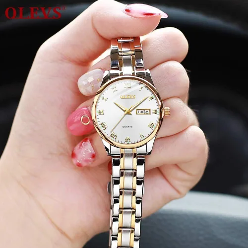 Vista 6 de OLEVS Fashion Watches for Women Waterproof Analog Quartz Wrist Watches for Women Stainless Steel Calendar Watch