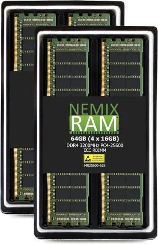 Vista 16 de NEMIX RAM Kit de memoria de servidor registrado DDR4 3200MHZ PC4-25600 4Rx4 1.2V CL22 288-PIN ECC RDIMM compatible con GIGABYTE MC62-G40 MC62-G41