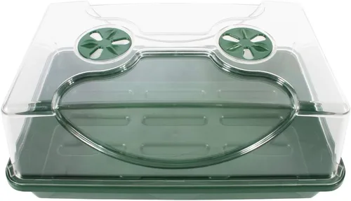 Vista 9 de EarlyGrow 93763 propagador medio con cúpula para semillas y hierbas con extensión de altura lateral ventilada, verde