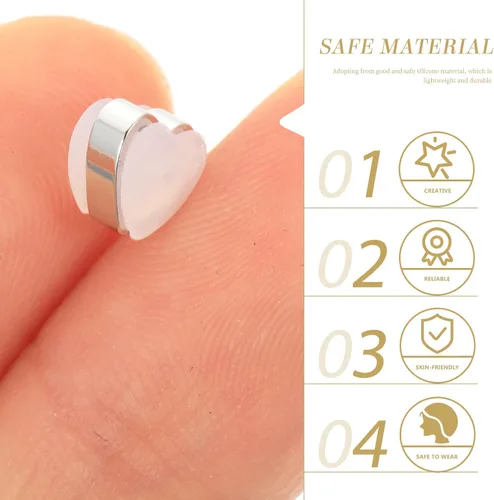 Vista 8 de EXCEART 100 piezas de aretes de silicona con forma de corazón, repuesto en forma de corazón, tapón trasero de goma para aretes