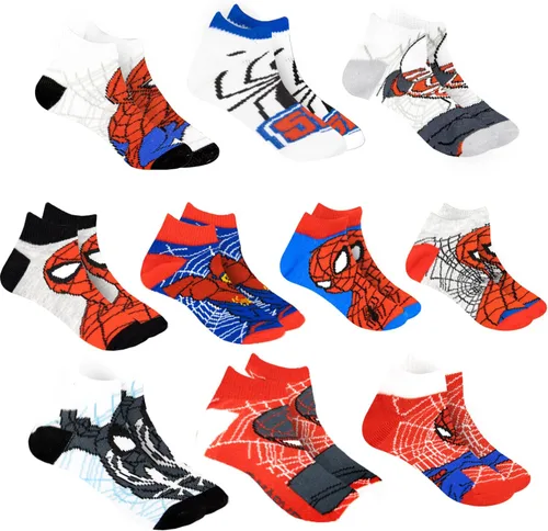 Vista 13 de Marvel Calcetines de Spider-Man para niños, 10 pares de calcetines de corte bajo para niños de 3 a 9 años Marvel Comics