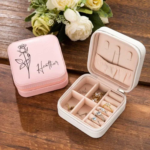 Vista 2 de Mini estuche de viaje personalizado para joyas, organizador de joyas de viaje, organizador de almacenamiento de viaje, organizador de almacenamiento