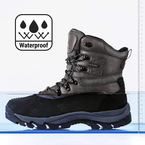 Vista 3 de NORTIV 8 - Botas de esquí de invierno con suela de goma para hombre, con aislamiento impermeable