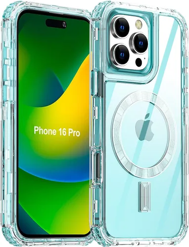 Vista 20 de AICase para iPhone 16 Plus, Funda Transparente Compatible con MagSafe, Protección contra Caídas de 3 en 1, Resistente a Prueba