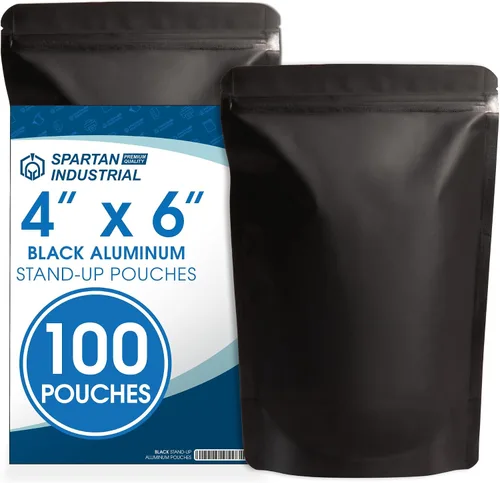 Vista 15 de Spartan Industrial Bolsas de Mylar de Pie de 3.5" X 5.5" Negro Mate - 100 Bolsas Pequeñas a Prueba de Olores con Apertura Termosellable y Cremallera