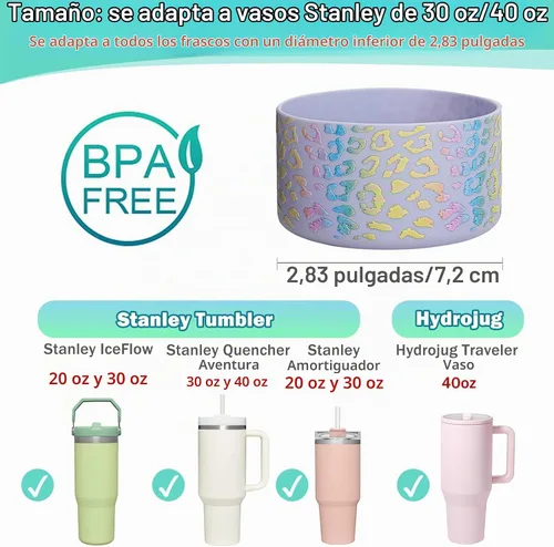 Vista 2 de WK IEASON 2 Piezas Protector de Base Tipo Bota para Vaso Stanley Quencher Adventure 40oz y Stanley IceFlow 20oz 30oz y Compatible con Botella de 3D