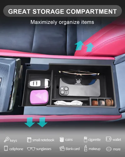 Vista 3 de CDEFG Bandeja organizadora de consola central para Chevy Blazer EV 2024 2025, compatible con Chevrolet Blazer EV RS LT 2024 2025, accesorios