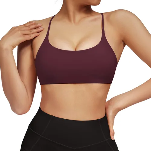 Vista 2 de DOULAFASS Sujetadores deportivos para mujer, con tirantes, sexy, lindo, espalda cruzada, soporte ligero, para entrenamiento, yoga, con copas