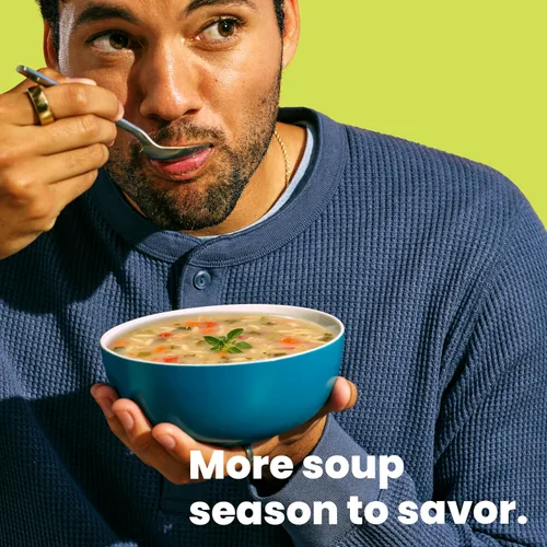 Vista 6 de Pacific Foods Caldo de pollo orgánico estilo griego con orzo, limón y hierba, lata de 16.1 oz