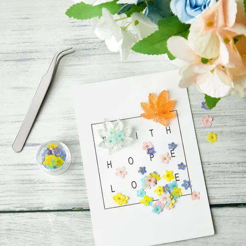 Vista 6 de Tallew 101 piezas de flores naturales "Forget Me Not Dry", flores secas prensadas reales, Don't Forget Me para hacer joyas con pinzas para arte
