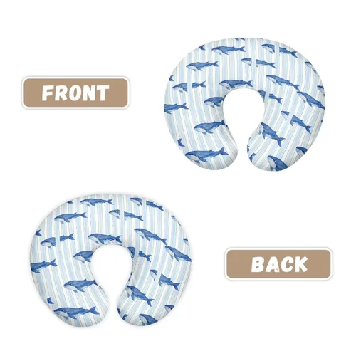 Vista 3 de Jeiento Blue Shark - Fundas de almohada de lactancia suaves y elásticas para almohadas de lactancia materna, funda reversible extraíble para bebé