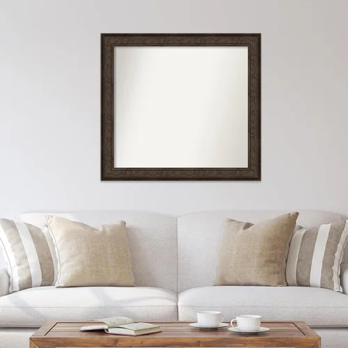 Vista 86 de Amanti Art Espejo de pared personalizado no biselado (25 x 25 pulgadas), marco de bronce acentuado, varios tamaños personalizados, espejo de baño