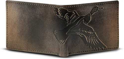 Vista 7 de HoJ Co. DUCK - Cartera plegable para hombre Cartera para hombre deportista al aire libre Cuero de grano completo pulido a mano Cartera delgada