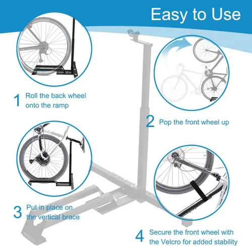 Vista 5 de Qualward Soporte vertical para bicicleta, diseño vertical ajustable, ahorro de espacio para sala de estar, dormitorio y garaje
