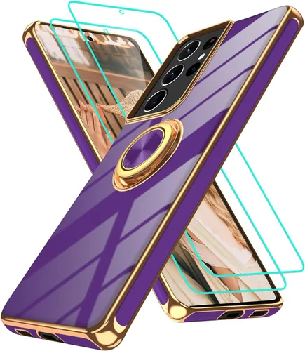 Vista 88 de Funda para Motorola Moto G 5G 2024: Funda Moto G Play 5G 2024 con 2 piezas de protectores de pantalla, soporte de anillo de rotación de 360°