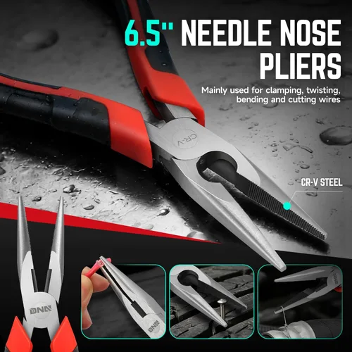 Vista 8 de DNA Motoring TOOLS-00063 - Juego de alicates de 3 piezas, alicates Linesman de 6.5 pulgadas con mandíbulas duraderas, dientes fresados, junta