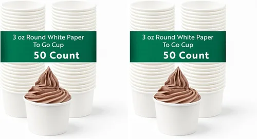 Vista 59 de Restaurantware Coppetta - Vasos de postre de 3 onzas, 50 tazas desechables para helado, tapas se venden por separado, cuencos de papel a cuadros